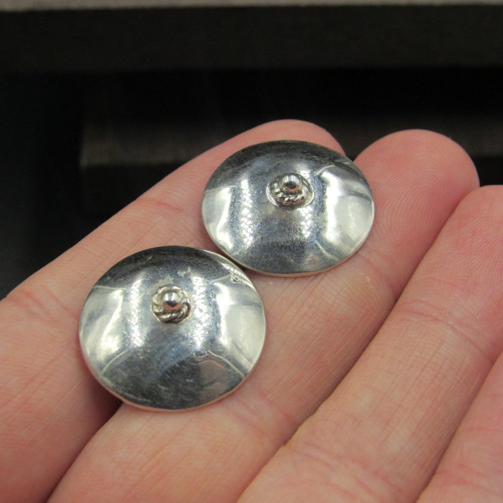 Sterling Unique Shield Style Dangle Earrings - image 2